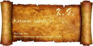 Katona Ignác névjegykártya