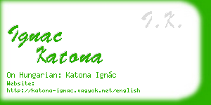 ignac katona business card